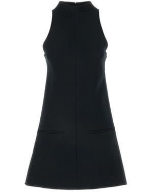 Courreges Short Twill Dress With A Mock Turtleneck - Black