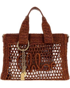 Chloé Caramel Raffia Summer Banana Shopping Bag - Brown