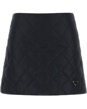 Prada Minigonna in Re-Nylon blu scuro - Nero
