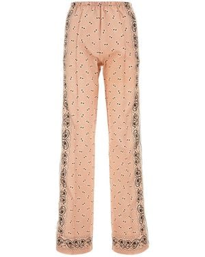 Palm Angels Printed Linen Blend Pant - White