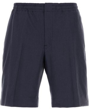 ZEGNA Blue Linen Bermuda Shorts
