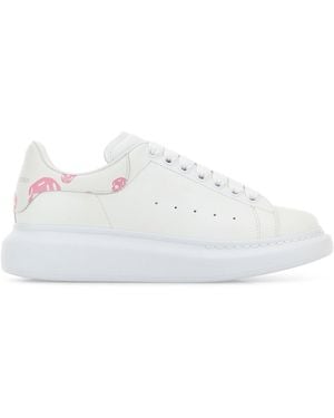 McQueen White Leather Trainers With Printed Leather Heel
