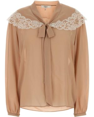Chloé Skin Pink Crepe Blouse - Natural