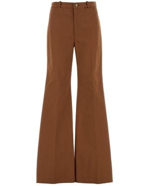 Chloé Brick Cotton Wide-leg Pant - Brown