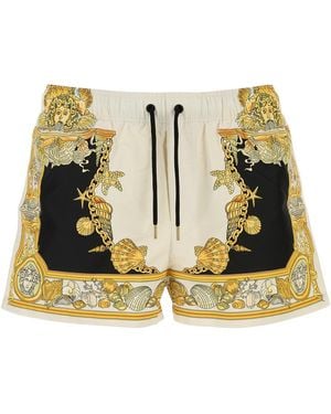Versace Bermuda mare in poliestere stampato - Nero