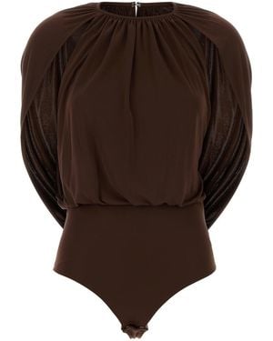 Des Phemmes Chocolate Stretch Jersey Bodysuit - Brown