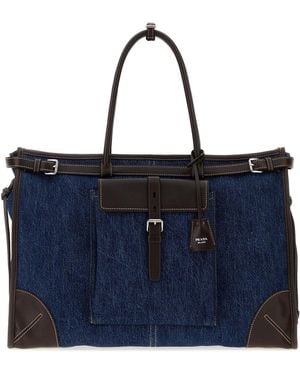 Prada Borsa shopping Bonnie in denim - Blu