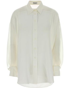 Brunello Cucinelli White Silk Shirt