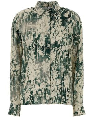 PT Torino Printed Satin Lucilla Shirt - Green