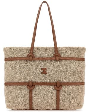 Iacucci Beige Terry Fabric Abruzzo Shopping Bag - Brown