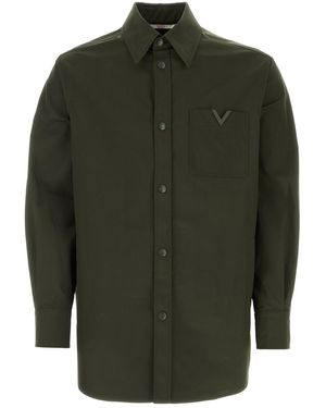 Valentino Garavani Olive Green Stretch Polyester Shirt