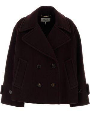 Chloé Purple Wool Blend Coat - Black