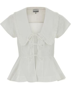 Ganni Top in popeline bianco