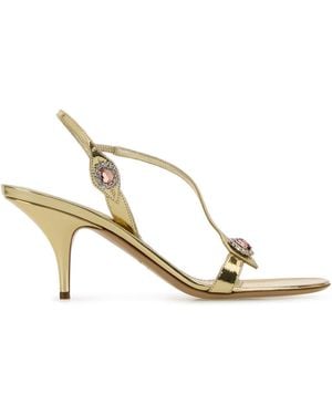 Ferragamo Gold Leather Sibilla Sandals - Multicolor