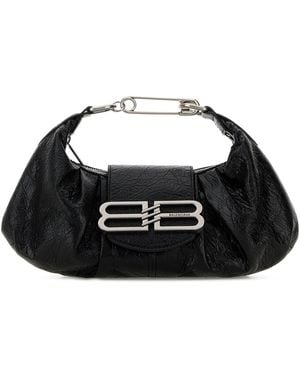 Balenciaga Black Leather Small Pamela Shoulder Bag