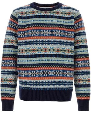 Harley Of Scotland Embroidered Wool Jumper - Blue