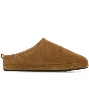 Balenciaga Camel Suede Alaska Ankle Slippers - Brown