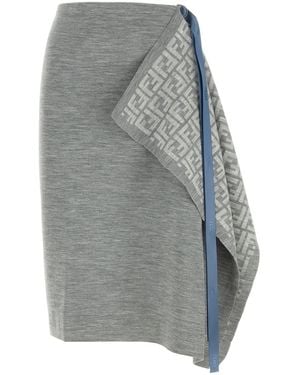 Fendi Gonna in misto lana grigio melangé