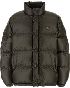 Prada Piumino in nylon verde oliva - Nero