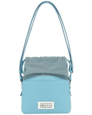 Maison Margiela Light Leather And Fabric 5Ac Bucket Bag - Blue