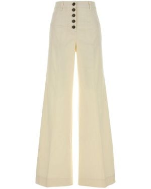 Etro Ivory Stretch Cotton Wide-leg Pant - White