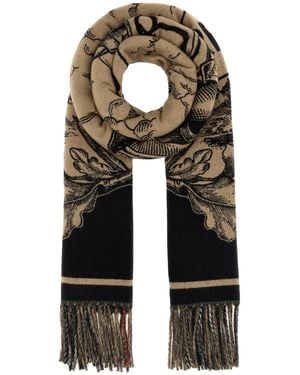 Burberry Sciarpa in cashmere ricamato - Nero