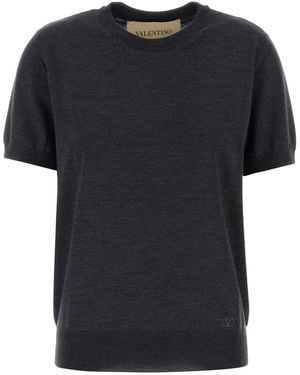 Valentino Garavani Charcoal Wool Jumper - Black
