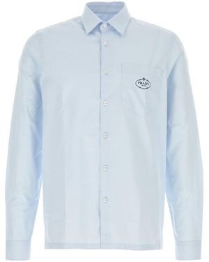 Prada Pastel Light Poplin Shirt - Blue