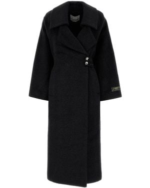 Ganni Charcoal Wool Blend Coat - Black