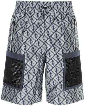 Fendi Bermuda in poliestere ricamato - Grigio