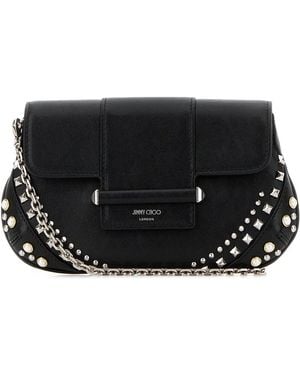 Jimmy Choo Black Leather Bar Clutch