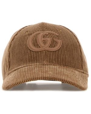 Gucci Cappello da baseball in velluto a coste cammello - Marrone