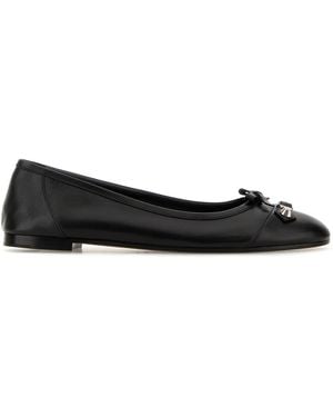 Balenciaga Black Leather City Up Ballerinas