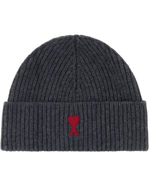 Ami Paris Cuffia in lana grafite - Blu