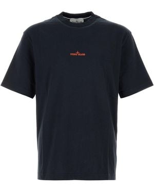 Stone Island Navy Blue Cotton T-shirt - Black