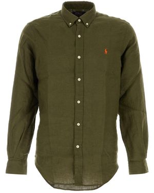 Polo Ralph Lauren Olive Green Linen Shirt