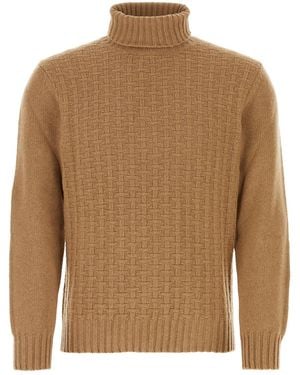 Canali Camel Wool Blend Jumper - Brown