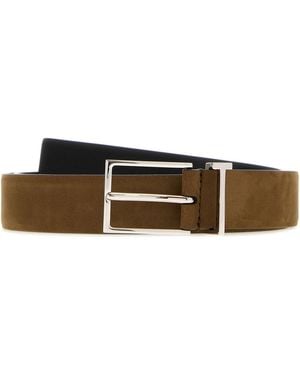 Tom Ford Brown Suede Belt - White