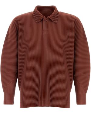 Homme Plissé Issey Miyake Polo in poliestere mattone - Rosso