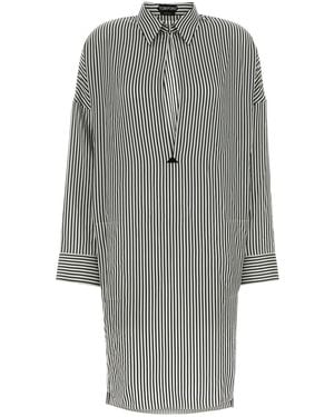 Tom Ford Embroidered Silk Shirt Dress - Grey