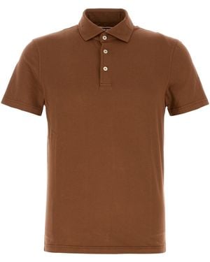 Fedeli Brown Stretch Cotton Polo Shirt