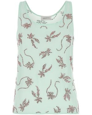 16Arlington Embellished Crepe Tank Top - Blue