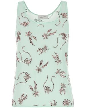 16Arlington Embellished Crepe Tank Top - Blue