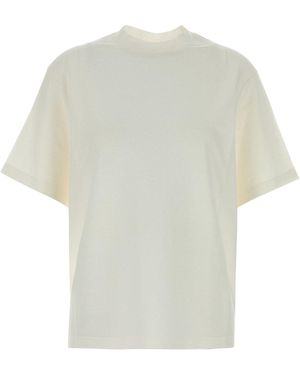 The Row Ivory Stretch Linen Estavo T-shirt - White