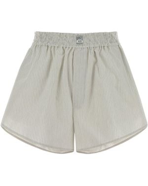 MM6 by Maison Margiela Embroidered Cotton Shorts - Grey