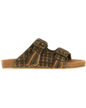 BAZISZT Multicolour Suede Slippers - Brown