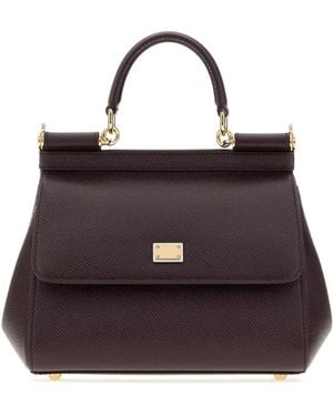 Dolce & Gabbana Aubergine Leather Medium Sicily Handbag - Multicolour