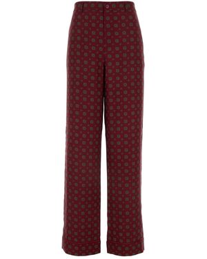Moschino Couture Printed Silk Trousers - Red