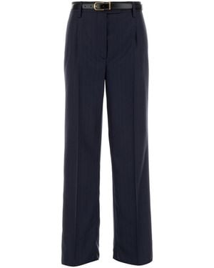Prada Pantalone in lana ricamata - Blu