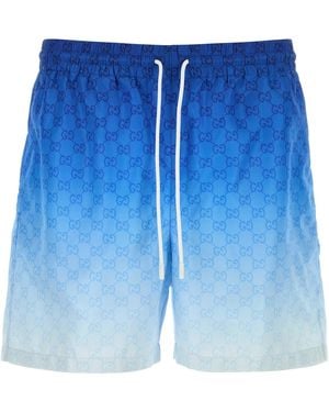 Gucci Bermuda mare in poliestere stampato - Blu